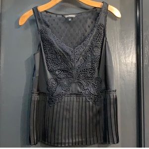Express black peplum lace tank small